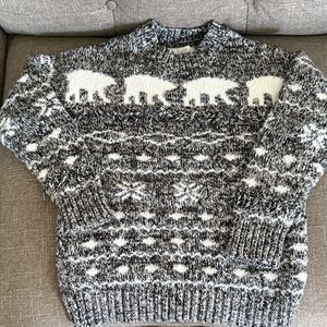 Cozy Black and White Polar Bear Sweater